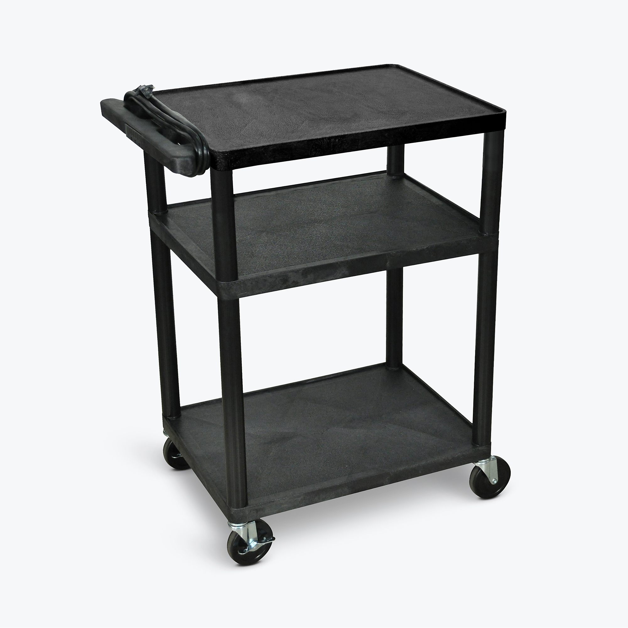Luxor AV Cart — 34in. Height, Three Shelves, Electric, 300-Lb. Capacity, Model# LP34E-B